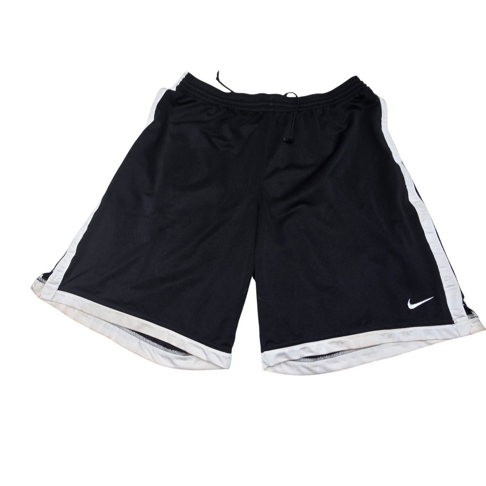Nike Basketball Shorts Mens XXL Black‎ Mesh White Stripe Athletic Gym Baggy